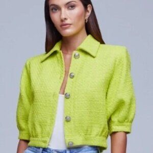 L’Agence Lime Green Tweed Cropped Jacket – Size 4 (Retail $575)